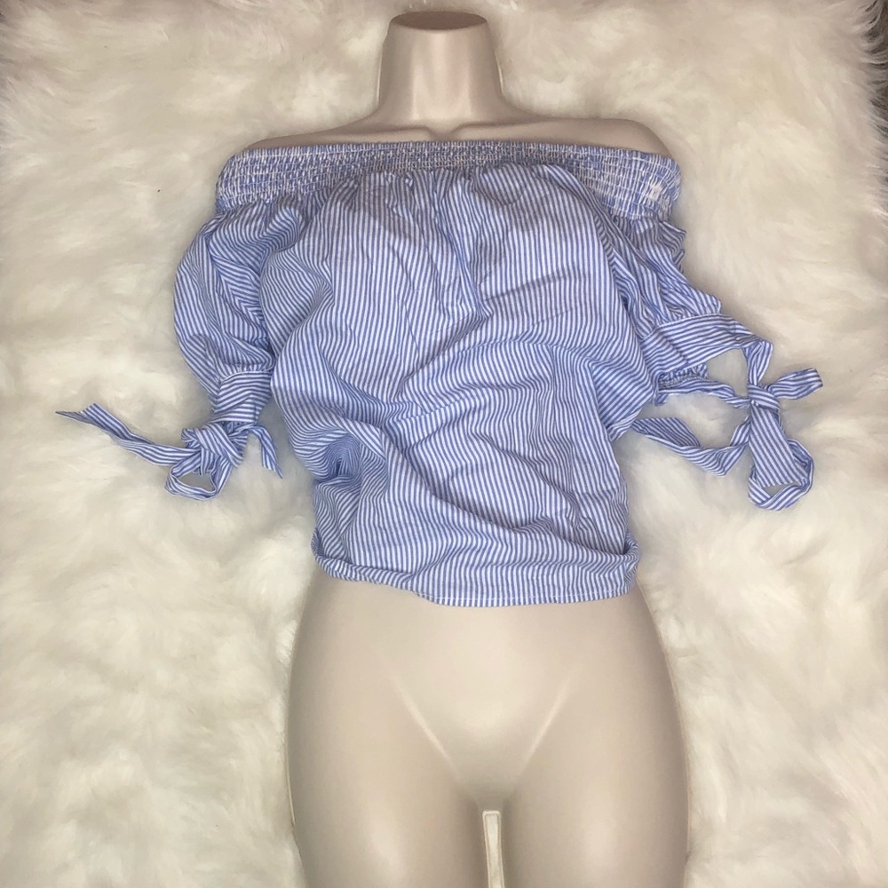 Striped off the shoulder shirt